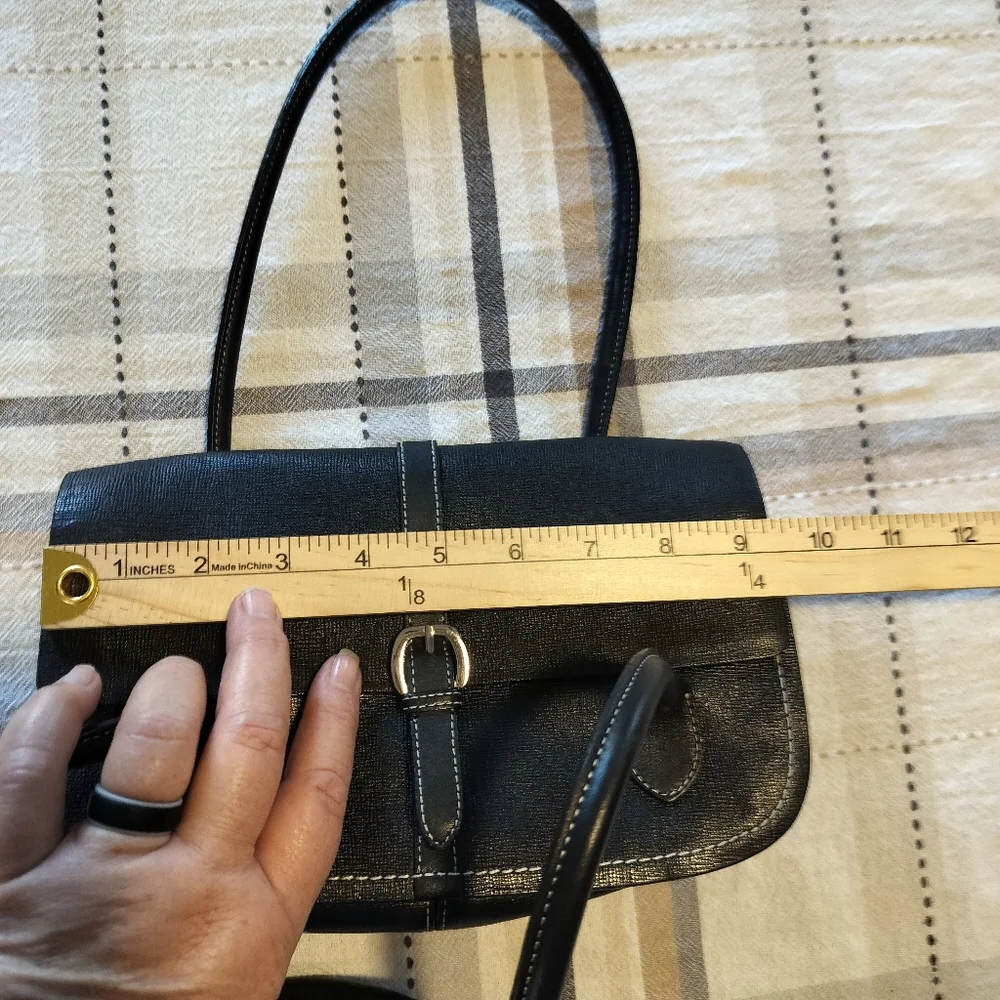 Ann Taylor Leather faux croc buckle bag Black Y2K vintage classic - Picture 4 of 10